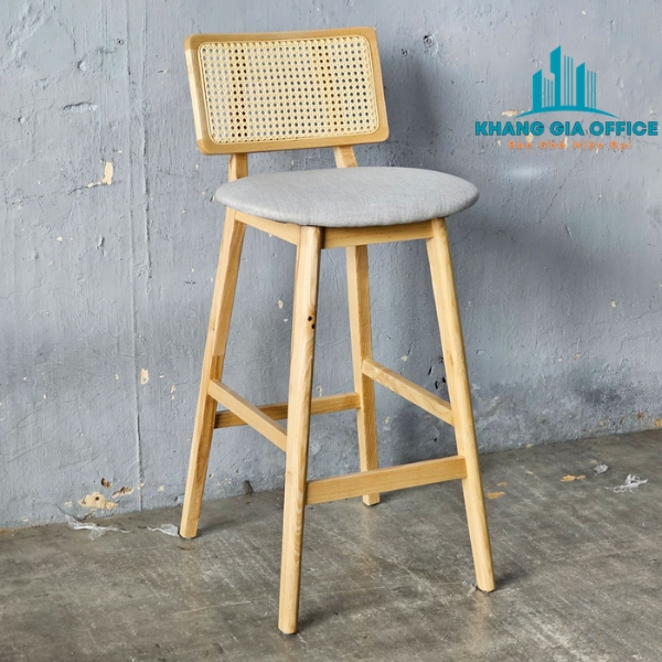Ghế quầy bar khung gỗ ASH tựa lưng lưới mây đan: SG - 3012 - $hienthicat